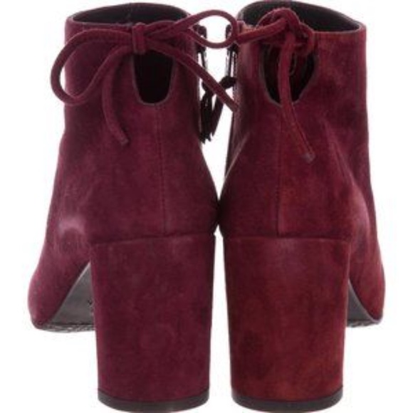 Stuart Weitzman Gardner Maroon Suede Boots 4M NEW - Picture 3 of 6